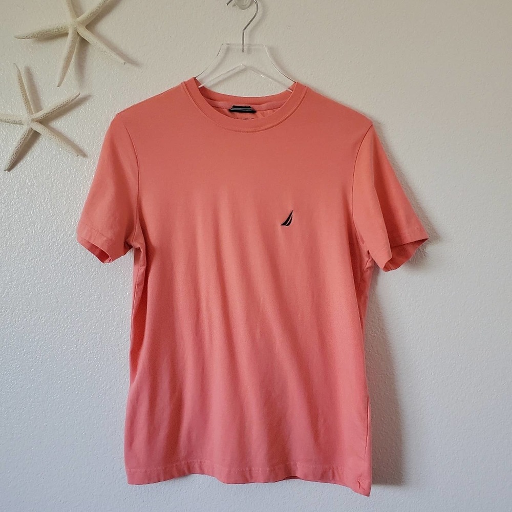 Nautica Crew Neck Casual Shirt Size Small Peach